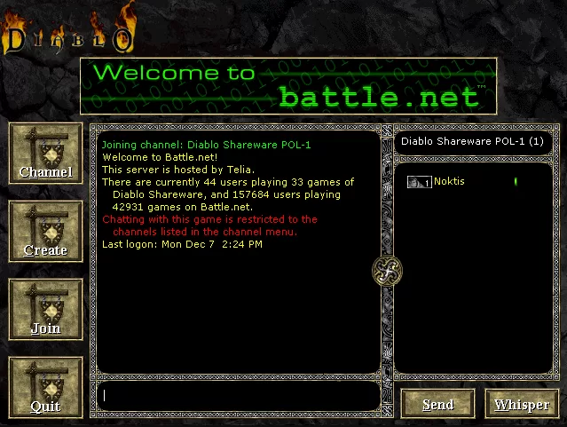 Diablo 1 Battle net