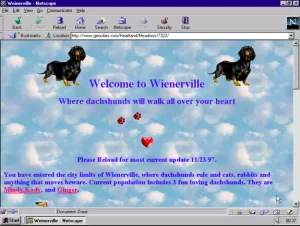 Site do geocities médio no final dos anos 90